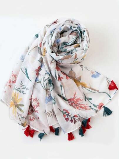 1 件时尚印花沙滩围巾披肩，180*85 厘米，轻质防晒头巾，适合旅行和日常使用