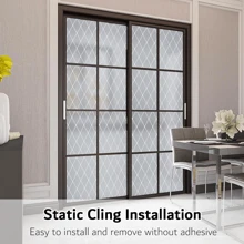 1 Roll Plaid Window Film, Frosted Privacy Window Film, Decorative Glass Film, Vinyl Film, Suitable For Bathroom, Office, Home, Non-Adhesive, Anti-UV, 17.53*118in Bathroom Accessories