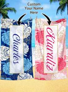 1 st gepersonaliseerde tekst aangepaste strandhanddoek, blad bedrukt strandhanddoek, super absorberende zwemhanddoek, comfortabele strandhanddoek, modieuze zwembadhanddoek, delicate yogamat, strandaccessoires, essentieel cadeau voor de feestdagen, meerdere maatopties, geschikt voor zwemmen, kamperen en reizen zomer, vakantie
