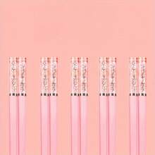 1/5 Pairs Cherry-Color Fiberglass Reusable Dishwasher Safe Chopsticks, Suitable For Home, Restaurant, Travel, Outdoor Party, Christmas, Valentine's Day Gifts