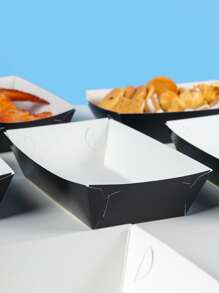 10/24pcs Black Food Boxes, French Fry Box, Popcorn Box, Birthday Party Decor And Home Movie Night Snack Boxes, Suitable For Lunch Box, Bakery Bread, Burger Restaurant - Black - View 6
