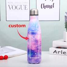 1 件定制个性化文字不锈钢双层真空隔热玻璃杯 500 毫升/17 盎司，高品质户外运动水壶，适合男士和女士，带星星图案