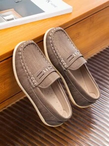 1 Pair Kids Rubber Flat Shoes, Toddler Boys Casual Moccasin Shoes, Classic Fashion Comfortable Soft Non-Slip Slip-On Flat Shoes - Brown - View 4