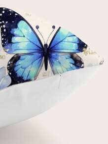 装饰花卉和蝴蝶设计枕套，无插入物，方形天鹅绒印花垫套适用于客厅、卧室、家居装饰、沙发、汽车、所有季节