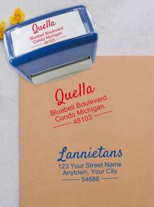 1 pieza Sello de dirección personalizado, Útiles escolares, Sello de dirección autoentelado personalizado, Sellos de goma personalizables, Sellos de tinta personalizados, Sellos personalizados para negocios, Sellos de negocios personalizados - Sello negro - Ver 6