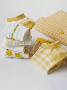 5/1 Pair Women Ultra Thin Invisible Low Cut Cute Short Socks, Suitable For Summer