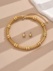 3pcs/Set Minimalist Geometric Earrings & Necklace Set For Women
