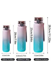 1 Stück 500ml, 650ml, 1000ml Großraum Kunststoff Farbverlauf Wassertasse, Outdoor Sport Wassertasse, Direkttrinkflasche für einfache Handhabung
