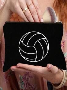 Chic Volleyball-Themed Toiletry Bag For Women - Versatile Makeup & Travel Pouch With Zipper, Coin Purse & Stationery Organizer - Perfect Teacher Gift Or Friendship Present - Multicolor - View 3
