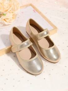 Fashionable Flat Shoes For Girl, Korean Style Elegant Dress Shoes For Autumn/Winter - Gold - View 3