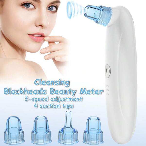 GENAI Aspirador eléctrico portátil para eliminar puntos negros, limpiador de poros facial, con 4 niveles de succión, adecuado para adultos, pilas no incluidas