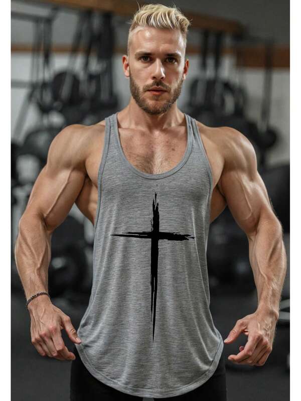 Regata Cavada Masculina Fitness Academia Mescla Cruz Fina