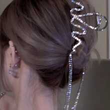 1 stuk veelzijdige stijlvolle golvende kwastjes met strass-steentjes, haaraccessoires, klauwclips, haarklem, haarclutch