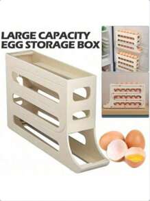 Egg Storage Box In The Refrigerator, Automatic Egg Rolling Rack, Egg Rack Storage Box For Large Capacity Refrigerator, ABS Material - Multicolor - View 1