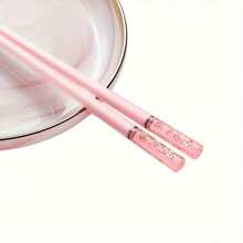 1/5 Pairs Cherry-Color Fiberglass Reusable Dishwasher Safe Chopsticks, Suitable For Home, Restaurant, Travel, Outdoor Party, Christmas, Valentine's Day Gifts