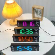 9-Inch Large Display Digital Wall Clock, With Temperature/DST/Auto Dimming/Humidity/Alarm, 12/24 Hour Format, Silent Operation, Suitable For Living Room Decor, Powered By Adapter (Battery For Memory Only, Not Included), Great For Birthday, Graduation, Bedroom, Dorm, Back To School, Campus Decor, Surprise Gift, Home Decor, Study Supplies - Multicolor - View 5