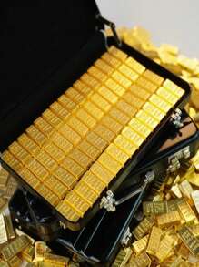 60 件微型金银套装，配有正宗黑色金属手提箱、生动的存钱罐模型、可打开的手提箱设计、收藏品展示套件，是母亲节的最佳礼物 - 彩色 - 查看 5