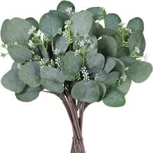 90pcs 3 Types Eucalyptus Leaf & Stem Artificial Silver Dollar Eucalyptus Leaves & Green Spray Artificial Greenery For Wedding Bouquet Decor Gifts Birthday Graduation - Green - View 7