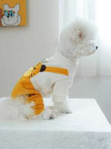 1pc Pet Outfit, Stylish & Cute Dog/Cat Clothes For Small Pets, Tiger Suspender Pants Warm & Comfortable For Autumn/Winter