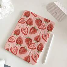 可爱草莓图案 iPad 保护套，采用时尚设计皮革 + TPU 材质平板电脑保护套，柔软防摔保护，超薄/智能支架/自动唤醒，兼容 iPad 第 10 代/iPad Air(M2)/Pad Pro(M4)/Air4/5/6/Pro10.5/2022/2021/2024/12.9/Mini7/2019/Air 11(2025)/11th/Air 13(2025) - 無色 - 查看 4