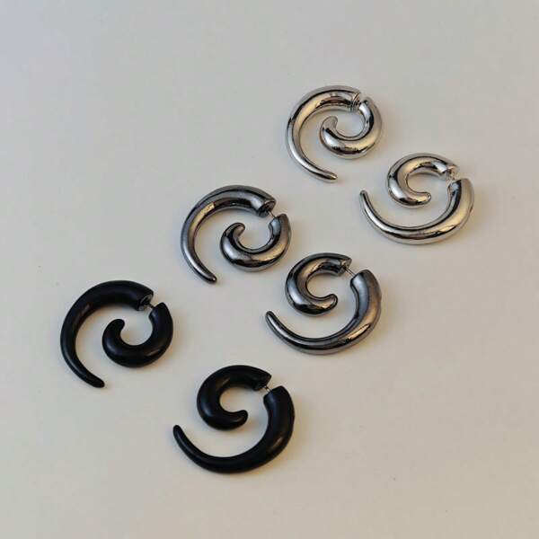 1 Pair Hiphop Style Spiral Snail Earrings For Women, Suitable For Casual Daily Wear