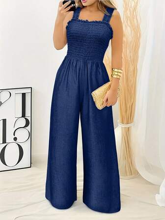 Mono sin mangas con tirantes con volantes de unicolor para mujer