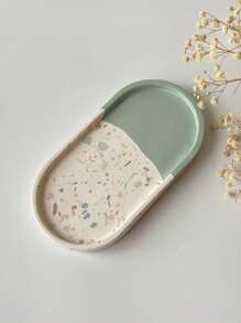 1 pieza Molde de silicona en forma de bandeja elíptica para hacer manualidades con resina, decoración del hogar, plataforma de exhibición de joyas, molde artesanal para yeso