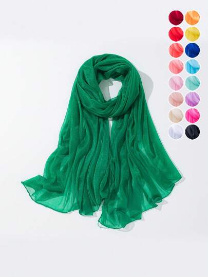 1pc Women Solid Color Sheer Mesh Lightweight Breathable Scarf, Elegant Accessory
