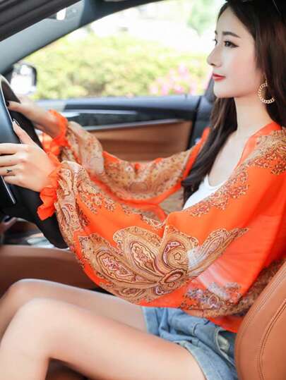 1 对加大码女式冰丝防紫外线臂套宽松肩带，适合夏季开车