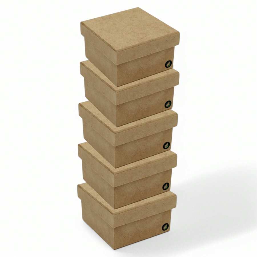 Kit 5 - Plain Organizer Box BUY 5 PAY 3 - Square, Gift, Model - Raw MDF Shoe Cover - Màu be - Xem 1