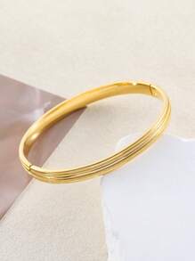 1 件不锈钢缎面经典复古风格女士手链，适合日常佩戴 - E - 查看 7