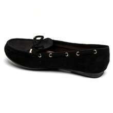 Casual Versatile Minimalist Solid Color Flat Loafers - Black - View 3