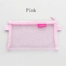 1 件简约透明网状铅笔盒，学生考试用便携式笔袋，大容量文具收纳盒 - 彩色 - 查看 8