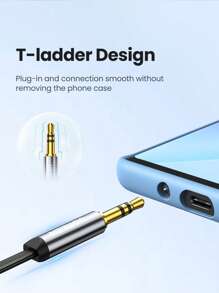 UGREEN 3.5mm Auxiliary Audio Jack To Jack Cable 90 Degree Right Angle Compatible With Apple Smartphones Tablets And Speakers,24K Gold Plated Male To Male - Black - View 4