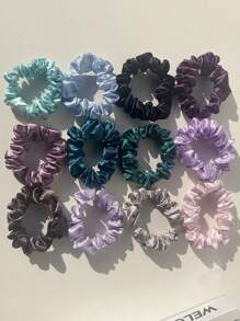 24 stuks/12 stuks make-up oogschaduw palet decoratie, effen kleur grote en kleine cirkel haarelastiekjes accessoires, geschikt voor vrouwen van 14+ jaar oud