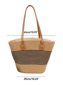 Set de 2 piezas para mujer de sombrero de paja estilo rayado y bolso tipo tote para viajes y uso al aire libre. Sombrero de ala ancha de protección UV para el verano y bolso de hombro espacioso