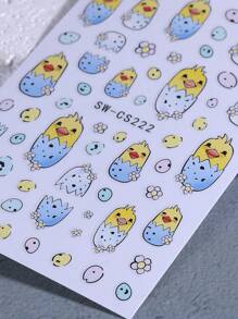 2 PCS Easter Theme 3D Nail Art Stickers Lovely Chicks Egg Glass Cup Nail Decals 3D Self Adhesive Stickers Manicure Nail Decoration For Women Girl In Spring