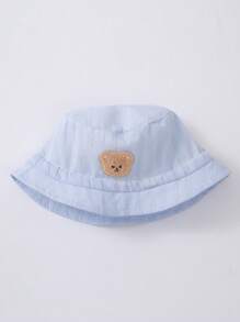 婴儿渔夫帽防晒帽，幼儿软檐帽，卡通熊刺绣四季通用软檐遮阳帽，可调节松紧带 - 1PC - 查看 12