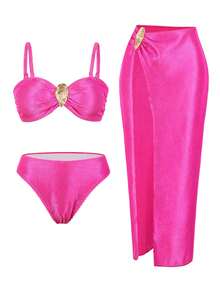 女士两件套泳衣套装（含裙摆），夏季