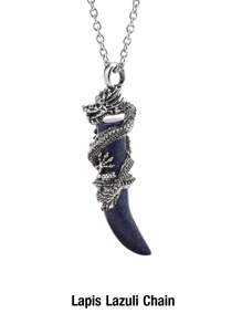 1pc Vintage Man Crystal Necklace Dragon Natural Stone Rose Quartz Black Obsidian Tiger Eye Amethyst Pendant Stainless Steel Necklaces Amulet H181 - Necklace - View 12