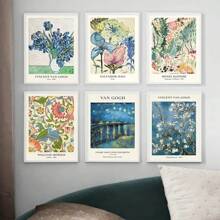 1 pièce Affiche murale de la série de vases Van Gogh Star, Fleurs vintages Matisse, Imprimés d'art de marché de fleurs pour décoration de salon à la maison sans cadre
