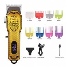 Professional Hair Clipper For Men - Cordless/Corded Hair Clipper, Suitable For Haircut And Grooming, Rechargeable Beard Trimmer, Professional Cordless Men's Hair Clipper, Haircut Kit, Cordless LCD Display Hair Clipper Set, Rechargeable Home Hair Clipper, Professional High-Performance Corded Home Haircut And Grooming Kit - Electric Hair Clipper - Gold - View 1