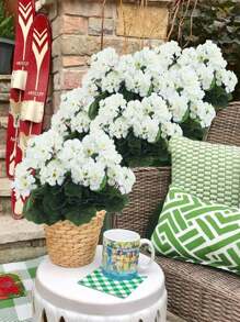 1/4Pcs Artificial Geraniums Outdoor Silk Flowers Artificial Geranium Bush Faux Flowers Geraniums For Floral Home Decor Indoor Garden Patio Grave Cemetary Vase Table Centerpiece - White - View 4