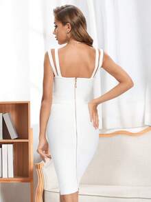 New Rhinestone Embellished Floral Cami Midi Bodycon Party Dress For Women