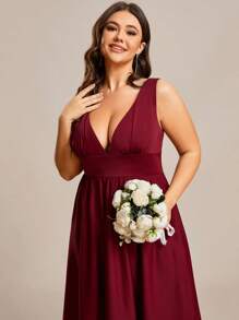 EVER-PRETTY Abito da damigella d'onore elegante oversize a vita alta, senza maniche e vita alta