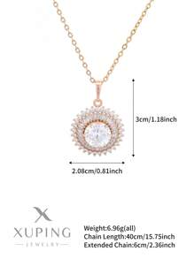XUPING JEWELRY 1pc XUPING Luxury Zirconia Circular Pendant, Fashionable Unique Exquisite Suitable For Women Party Evening Dress, Holiday Gift