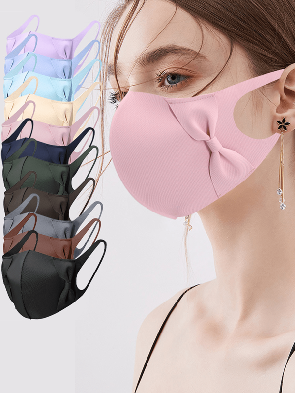 1pc Máscara facial de seda com laço, verão e resfriamento, lavável, respirável, design de laço 3D, máscara externa adequada para primavera/verão