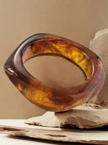 GNIT 1件装彩色亚克力手链，镶嵌图案宝石，时尚百搭，女士必备；复古超大不对称棕色亚克力树脂厚手链，女士适用；哥特式几何造型手链，百搭情侣珠宝礼物；夸张彩色几何造型手链 - 手鐲 - 查看 16