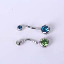 11pcs/5pcs Colorful Round Rhinestone Stainless Steel Belly Button Rings