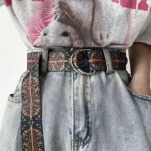 Pantalones cargo de mezclilla con cinturón de hebilla de doble bucle, cinturones versátiles de lona y unisex para jóvenes